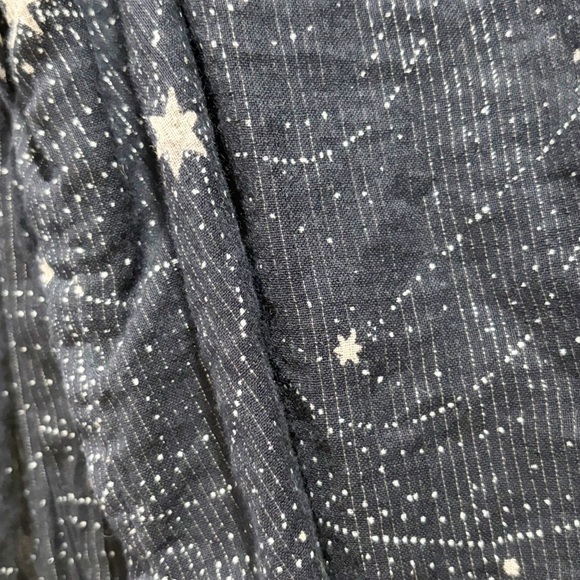 ANTHROPOLOGIE FLOREAT Women’s Blue Silver STARLIT Off Shoulder Blouse Top Sz XS - Picture 8 of 15